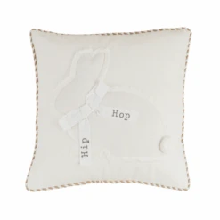 "Hip ... Hop" Spring Bunny Rabbit Square Throw Pillow By Mud Pie