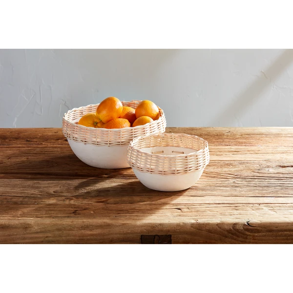 Paper Mache' Rattan Bowl, 2 Size Options By Mud Pie (Pick Up Only) 1 Paper Mache' Rattan Bowl, 2 Size Options By Mud Pie (Pick Up Only)