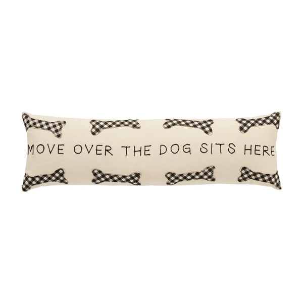 "Move Over The Dog Sits Here" Dog Bone Applique' Long Pillow By Mud Pie 1 "Move Over The Dog Sits Here" Dog Bone Applique' Long Pillow By Mud Pie