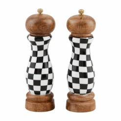 Checkered Salt & Pepper Grinder 2-Piece Set By Mud Pie