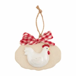 Chicken Hand-Painted Stoneware Ornament By Mud Pie