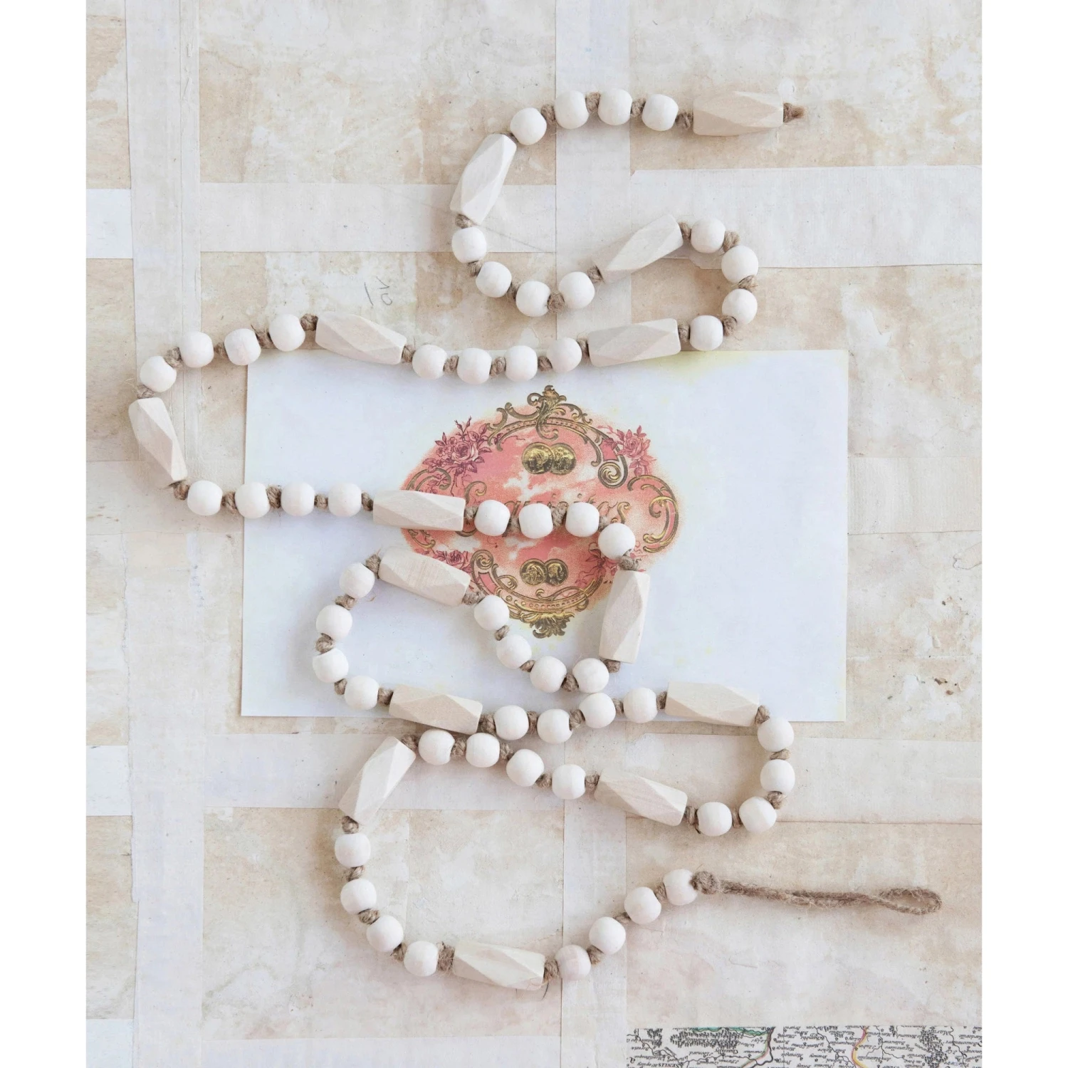 72"L Paulownia Wood Bead Garland, Natural 1 72"L Paulownia Wood Bead Garland, Natural