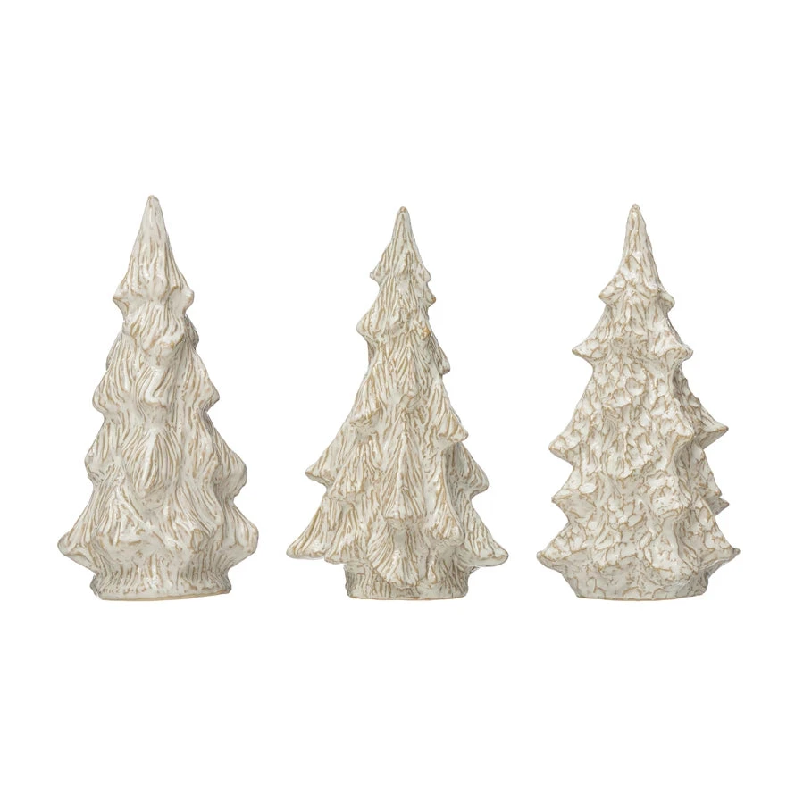 10.5" Stoneware Tree, Reactive Glaze, White, 3 Style Options 1 10.5" Stoneware Tree, Reactive Glaze, White, 3 Style Options