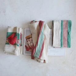 Christmas Holiday Striped Print Kitchen Tea Towel, 2 Style Options